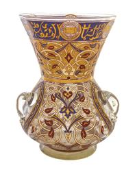 A French Mamluk Revival Style Enameled Glass Mosque Lamp