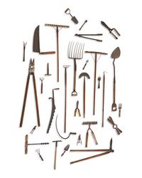 An Assorted Collection of Thirty-One Metal and Wood Garden Tools