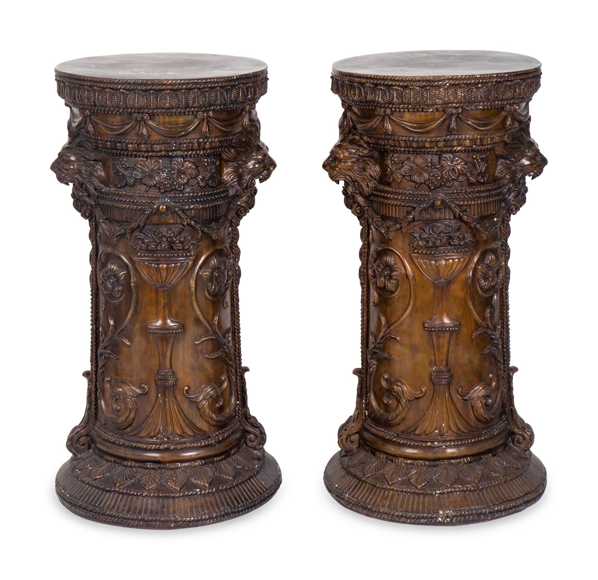 A Pair of Neoclassical Style Patinated Metal Pedestals — 20TH CENTURY