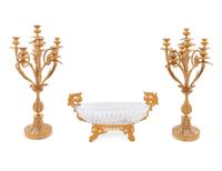 A Louis XV Style Gilt Bronze and Glass Table Garniture