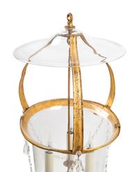 A Regency Style Gilt Metal and Glass Three-Light Lantern