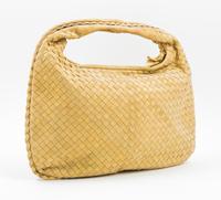 A Bottega Gold Shimmer Intrecciato Medium Hobo Bag, 16" x 10" x 1"; Strap Drop: 6".