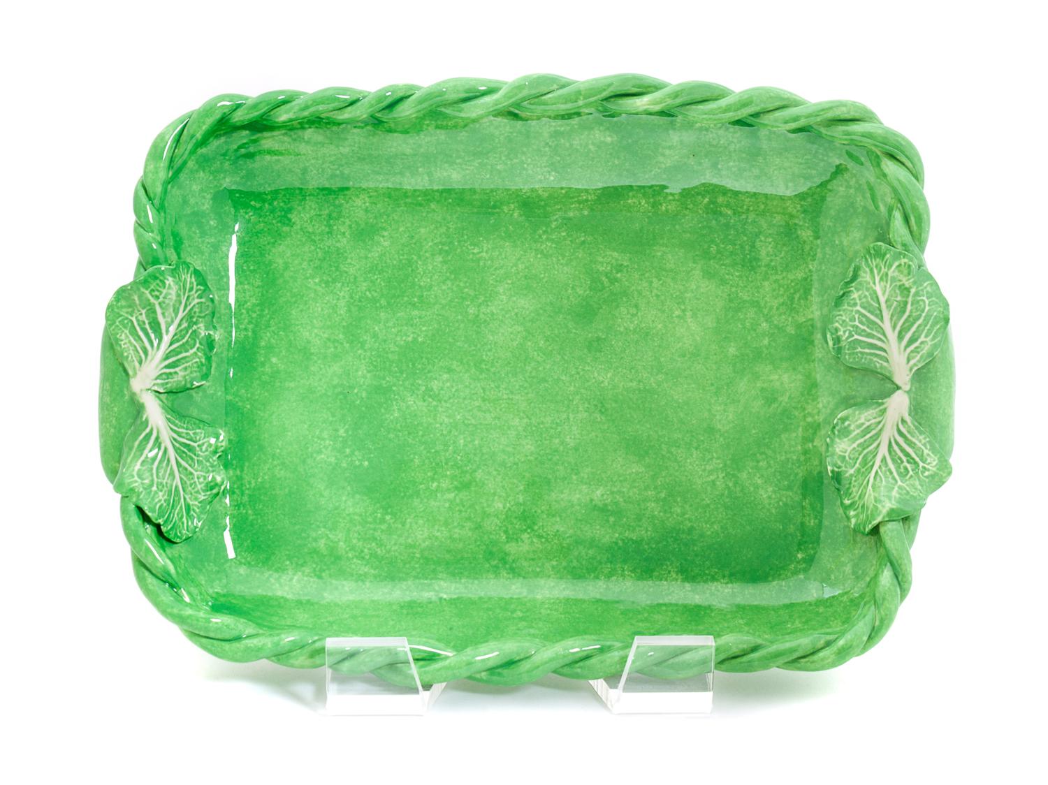 A Dodie Thayer Lettuce Ware Rectangular Serving Dish Length 13 inches. — 20TH CENTURY