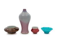 A Group of Four Chinese Monochrome Glazed Porcelain Articles