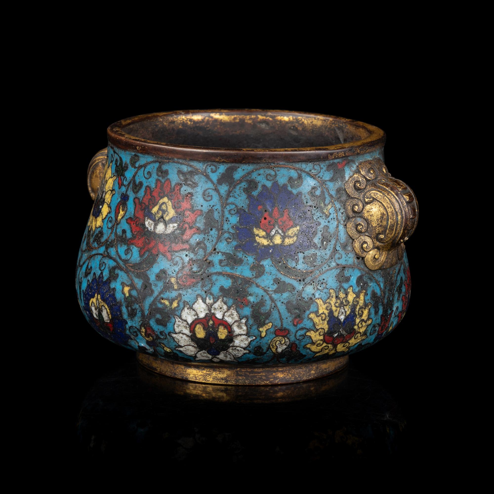 A Chinese Ming Style Cloisonne Enamel Censer, Apocryphal Xuande Mark 宣德款掐絲琺琅西番蓮紋香爐