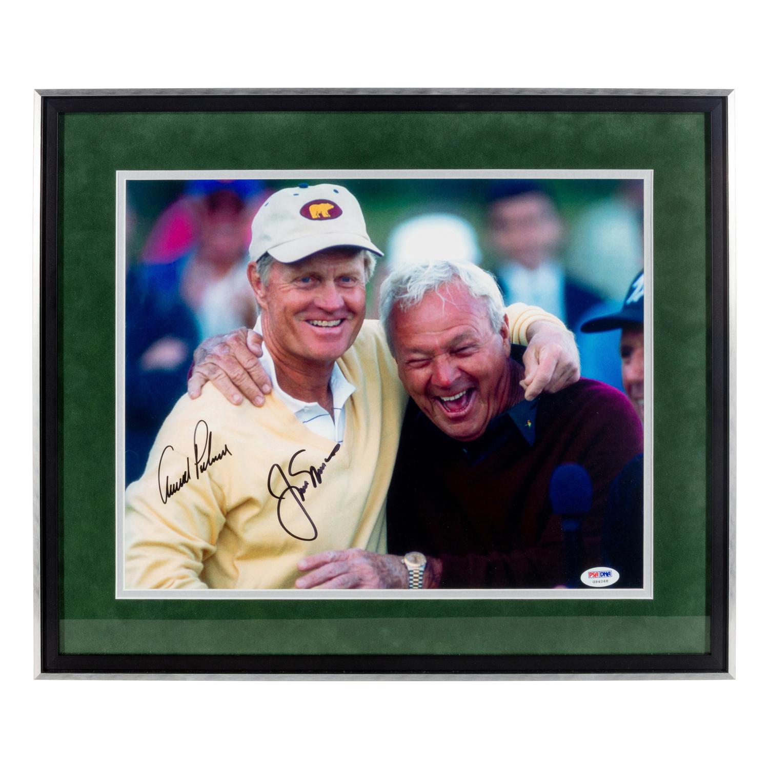A Jack Nicklaus and Arnold Palmer Dual Signed Autograph Photo Display (PSA)