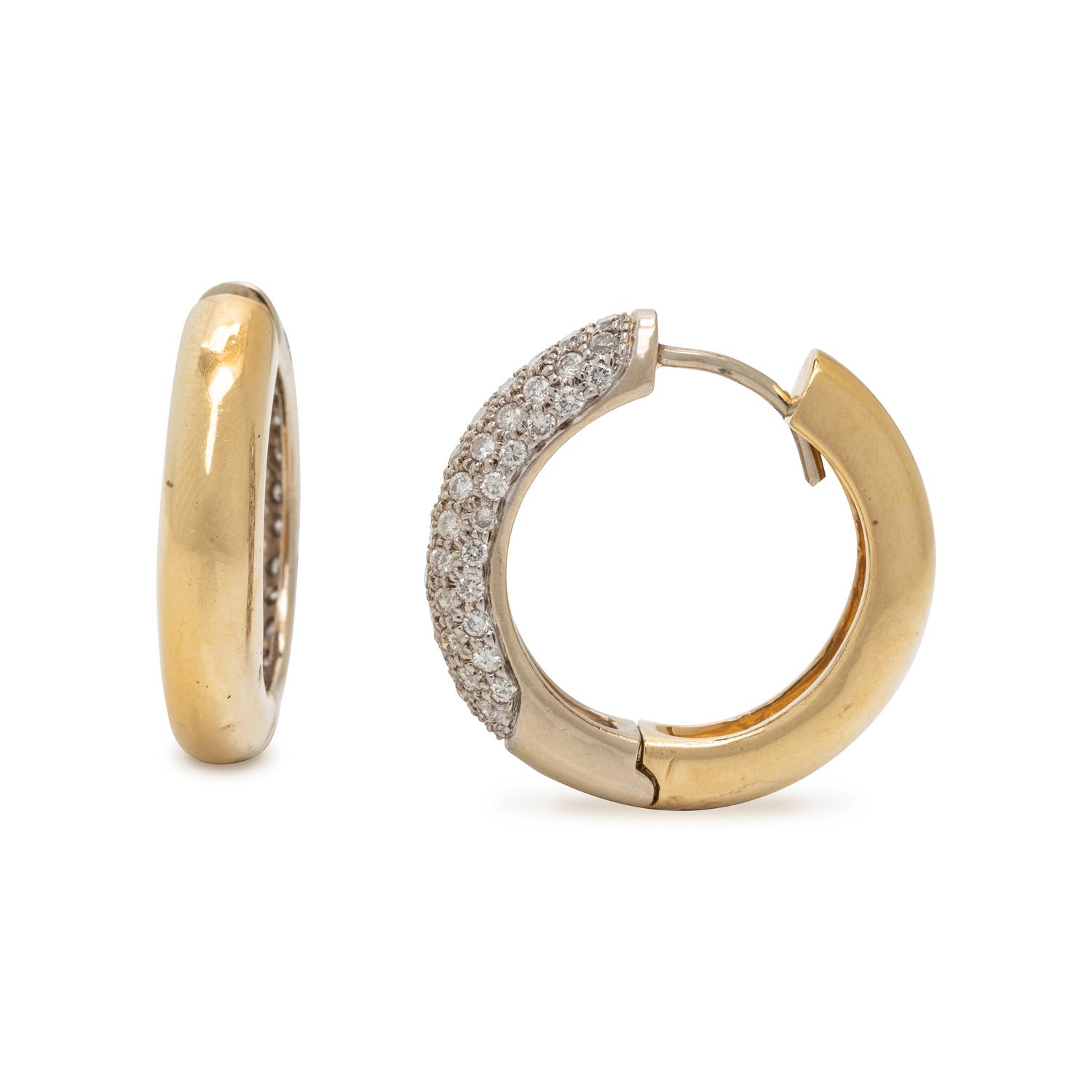 BICOLOR GOLD AND DIAMOND HOOP EARRINGS