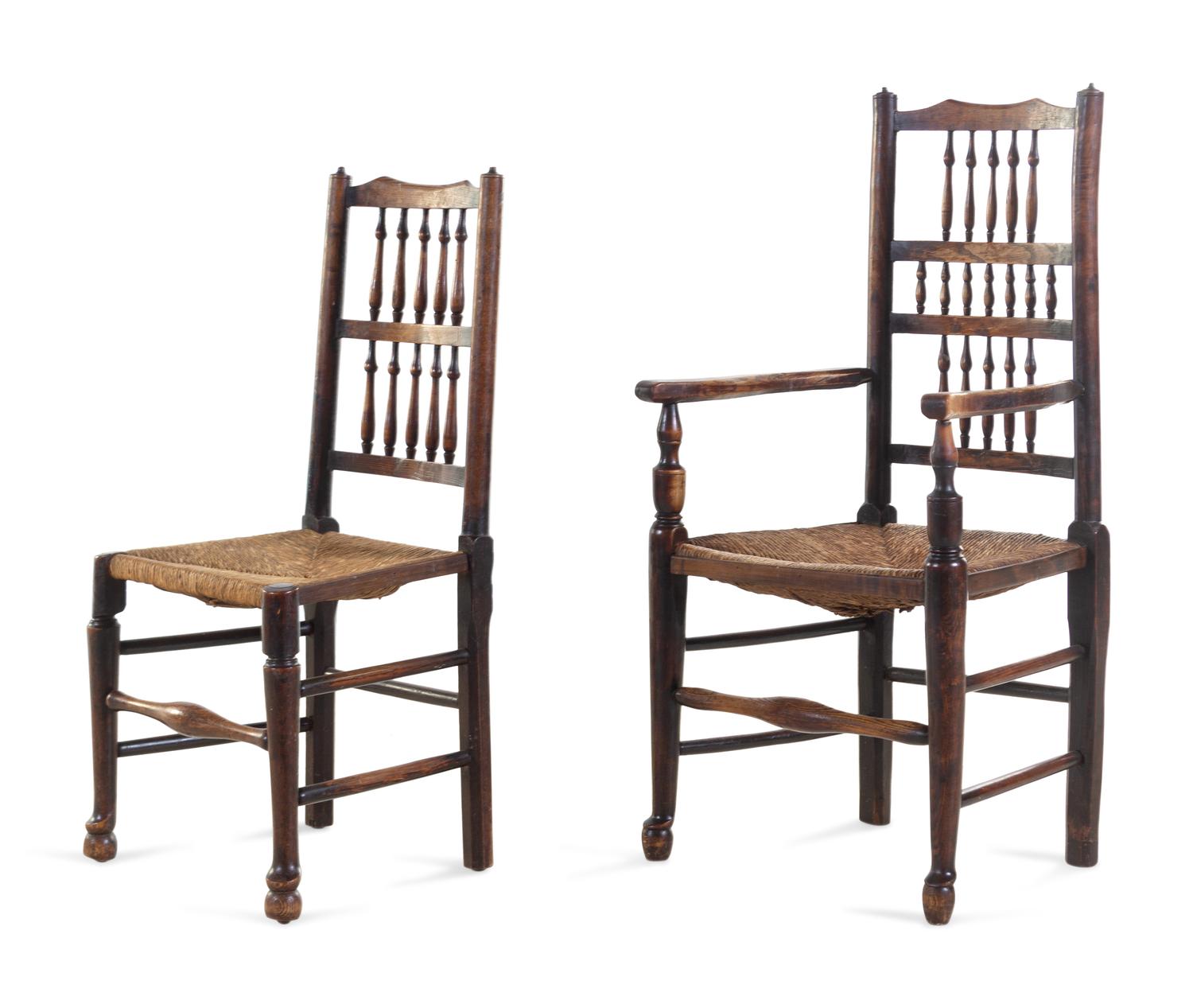 Two George III Ash Lancashire Chairs