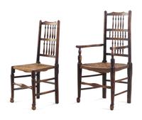Two George III Ash Lancashire Chairs