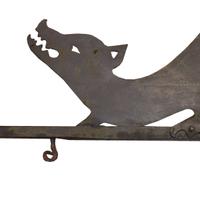 A Wrought Iron Sign Bracket with a Fouine 73" W x 1.5" D x 54" H — France
