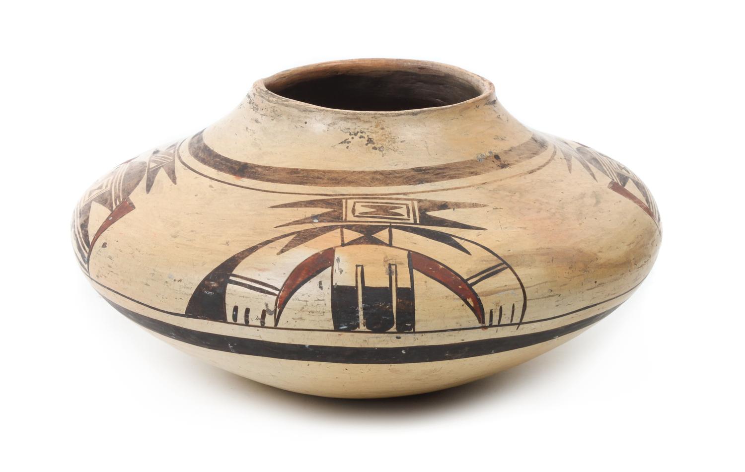 A Hopi Flying Saucer Jar Height 5 1/2 x diameter 10 inches. — CIRCA 1920