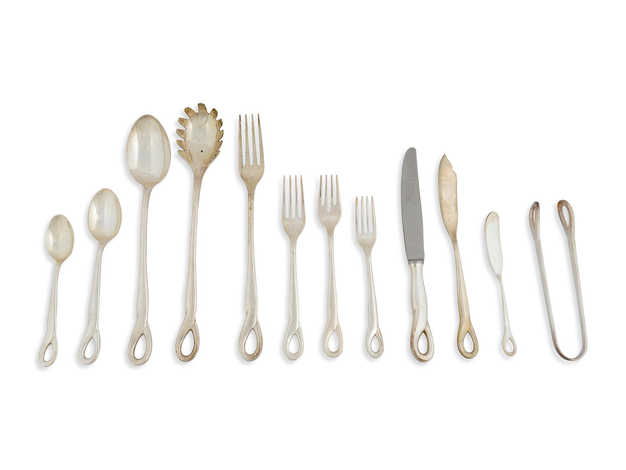 A Tiffany & Co. Silver Flatware Service for Twelve, Designed by Elsa Peretti, Padova Pattern — CIRCA 1984