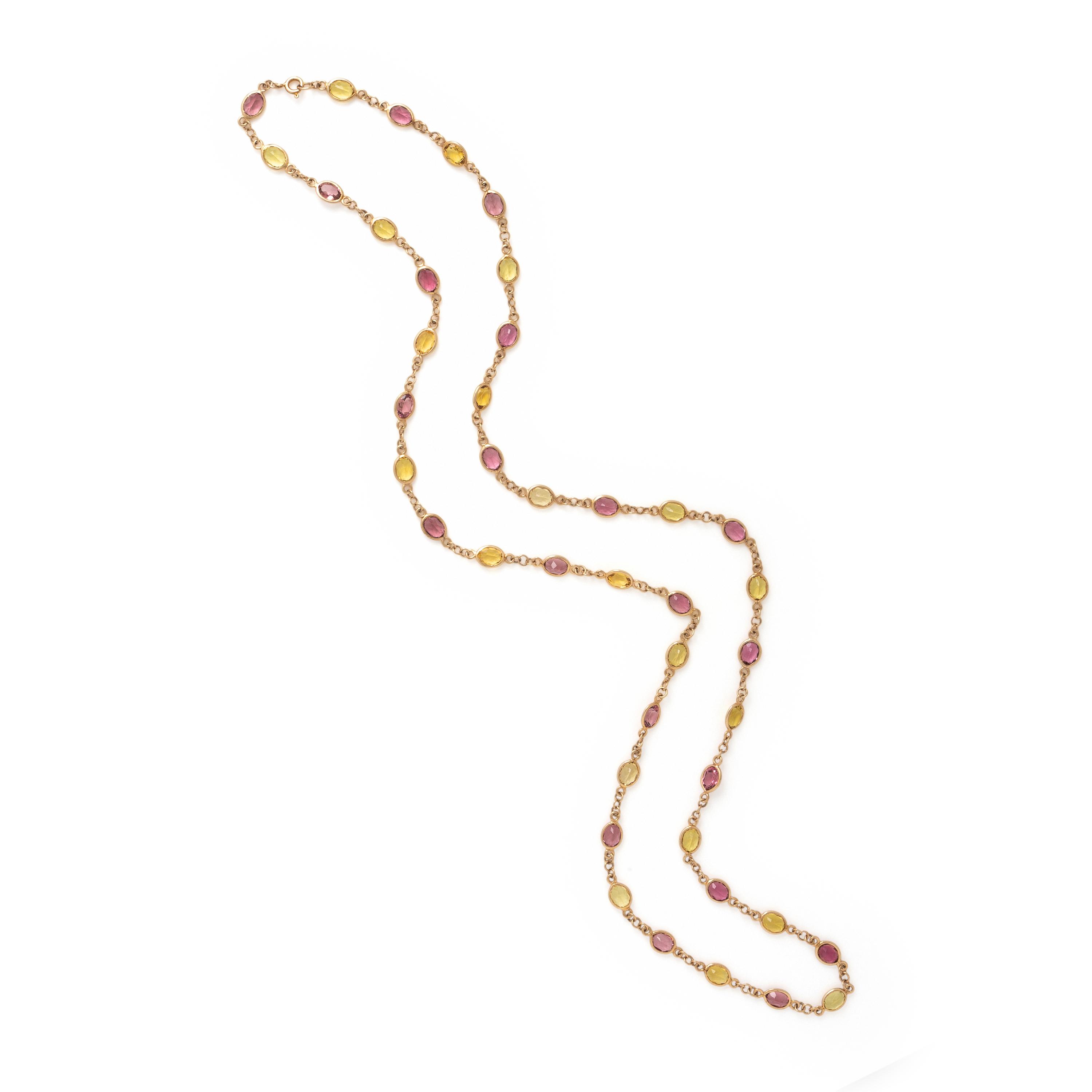 Collection of Multigem and Yellow Gold Necklaces