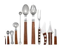 A Collection of Mexican Rosewood Mounted Silver Articles