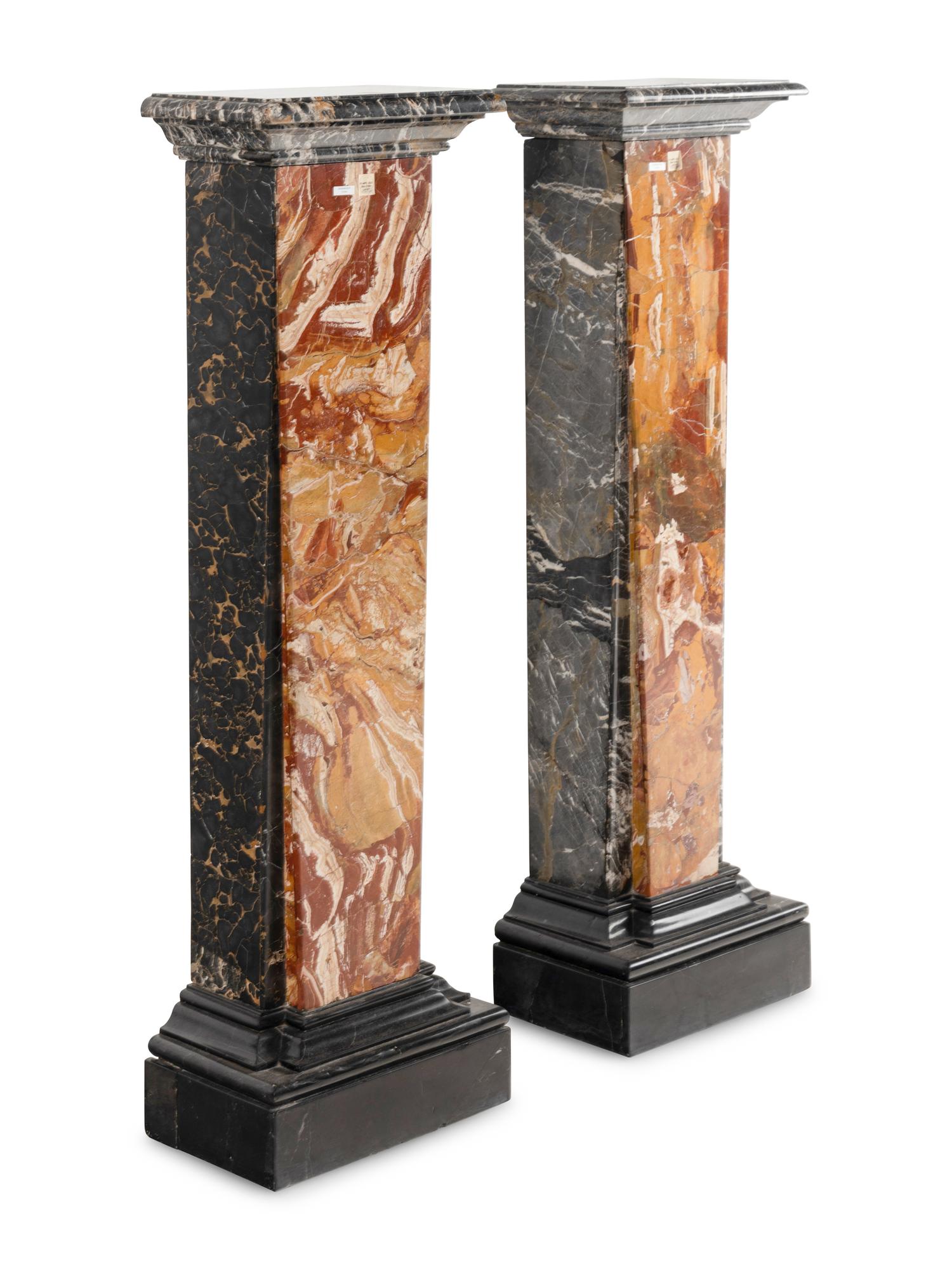 An Associated Pair of Italian Specimen Marble Pedestals