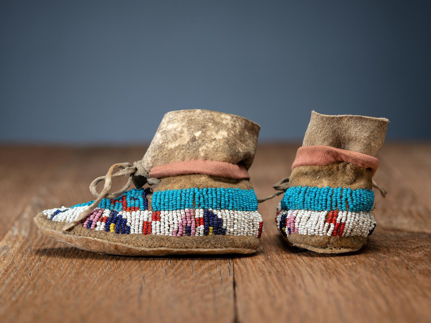 Plains Infant's Beaded Hide Moccasins