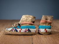 Plains Infant's Beaded Hide Moccasins