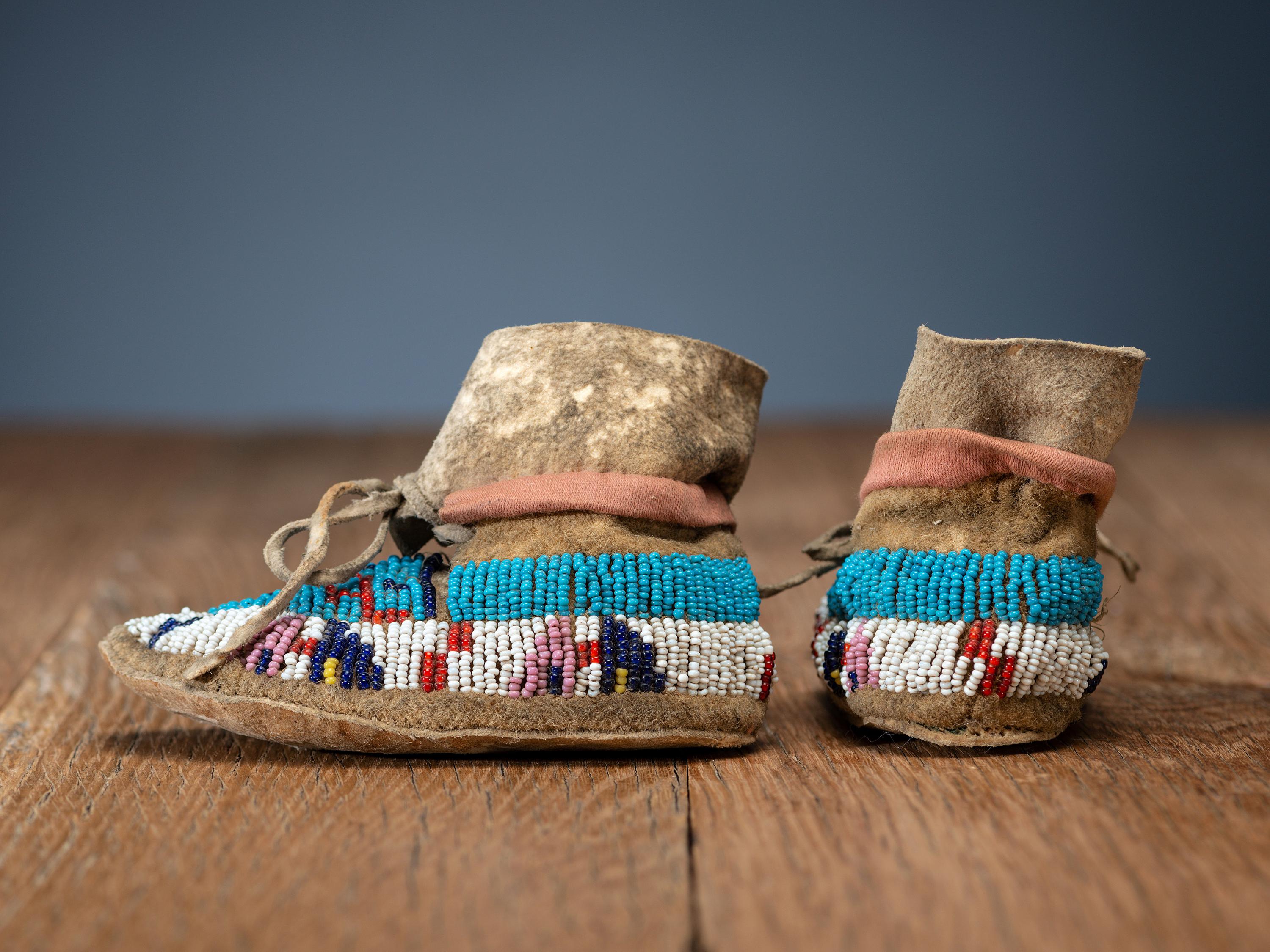 Plains Infant's Beaded Hide Moccasins