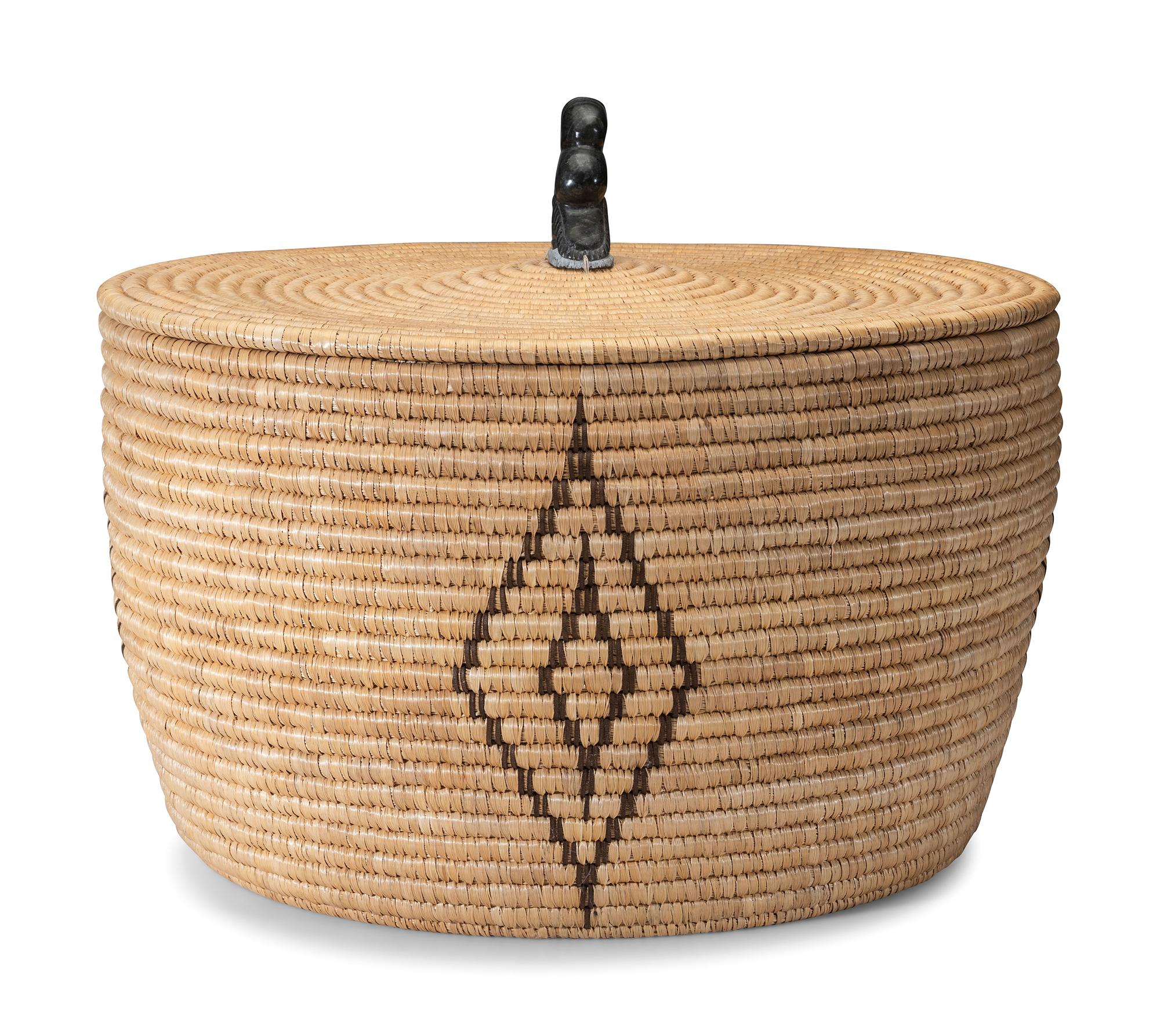 Lidded Storage Basket with Soapstone Finial