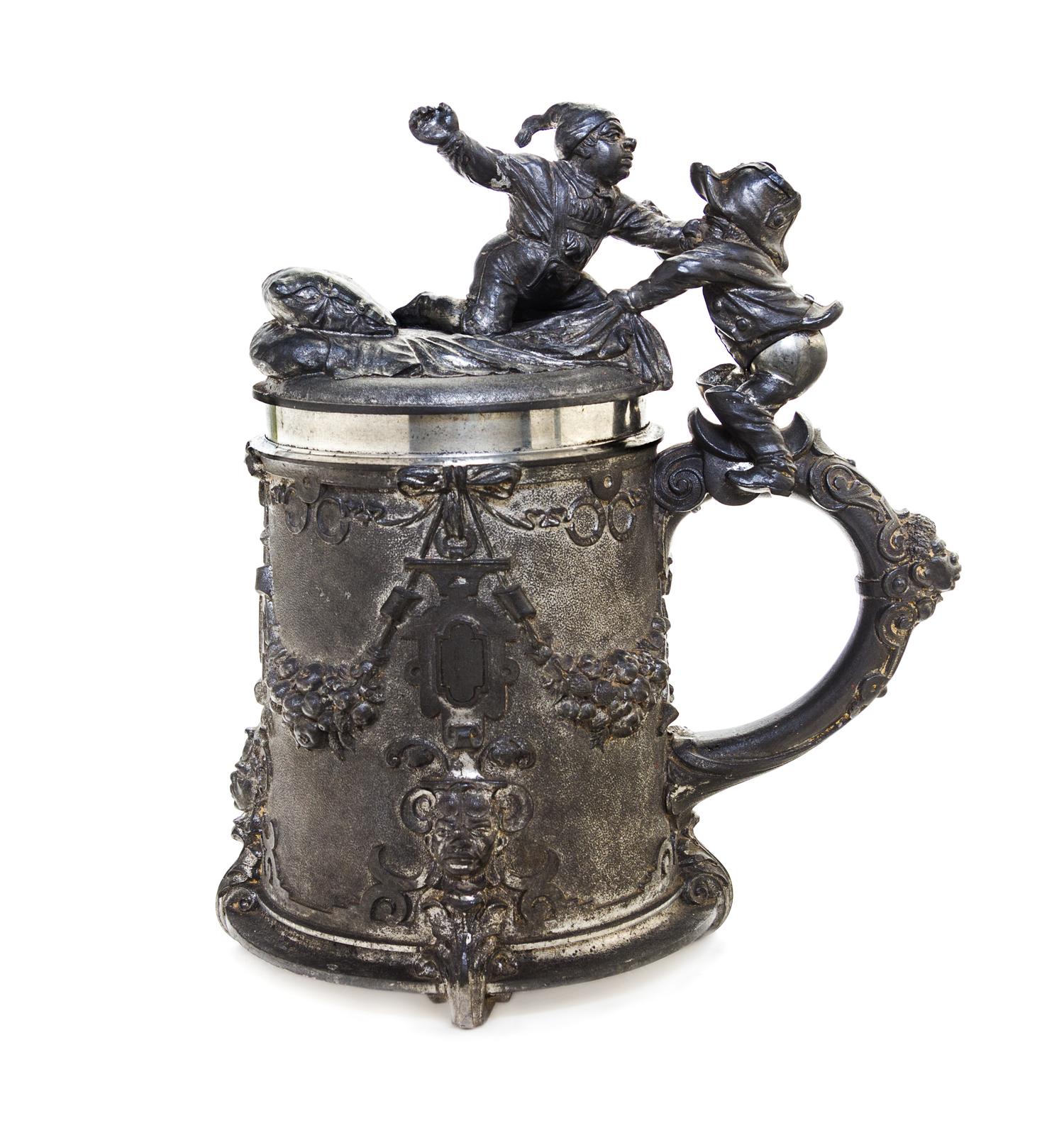 A Bavarian Pewter Allegorical Stein Height 8 inches. — SECOND HALF 19TH CENTURY