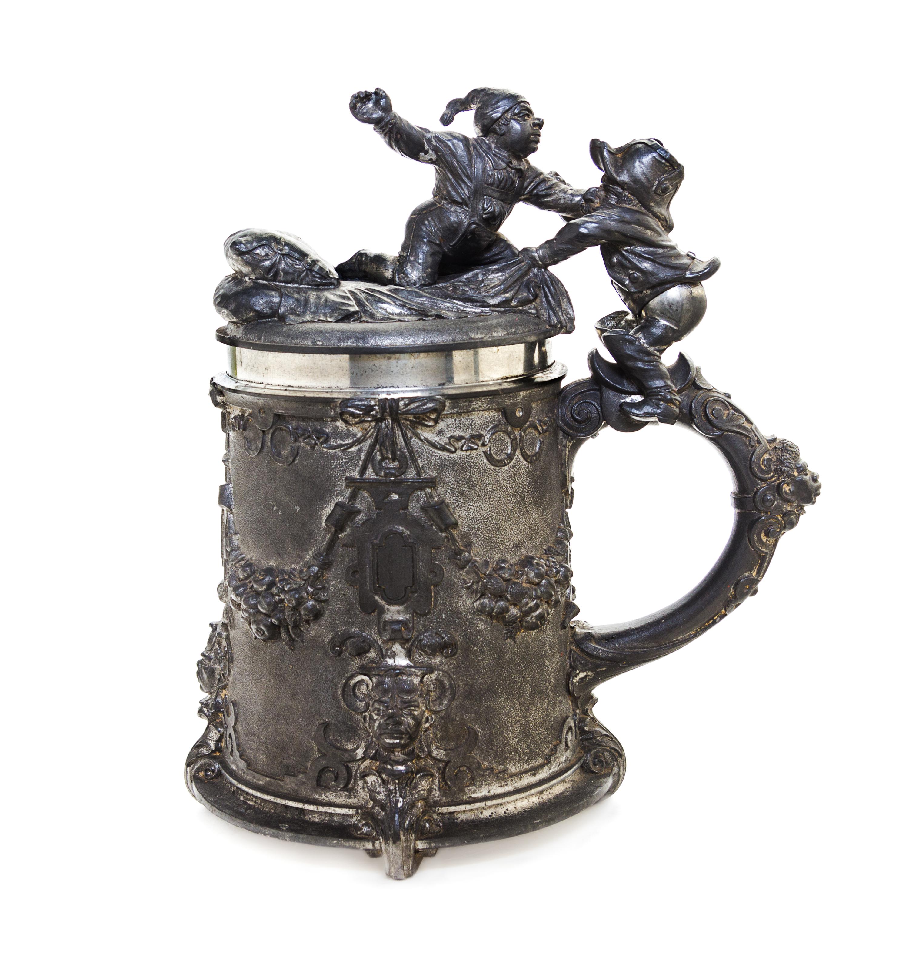 A Bavarian Pewter Allegorical Stein Height 8 inches. — SECOND HALF 19TH CENTURY
