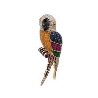 DIAMOND AND MULTIGEM PARROT BROOCH