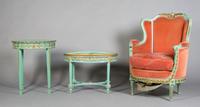 A Louis XVI Style Painted Bergere, Height of first 42 3/4 inches.