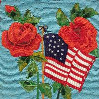 Plateau Beaded Hide Flat Bags, with American Flags