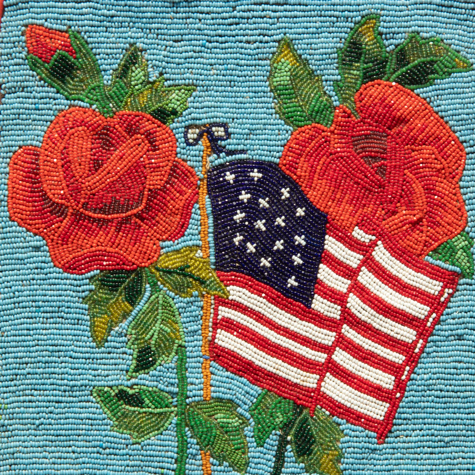 Plateau Beaded Hide Flat Bags, with American Flags