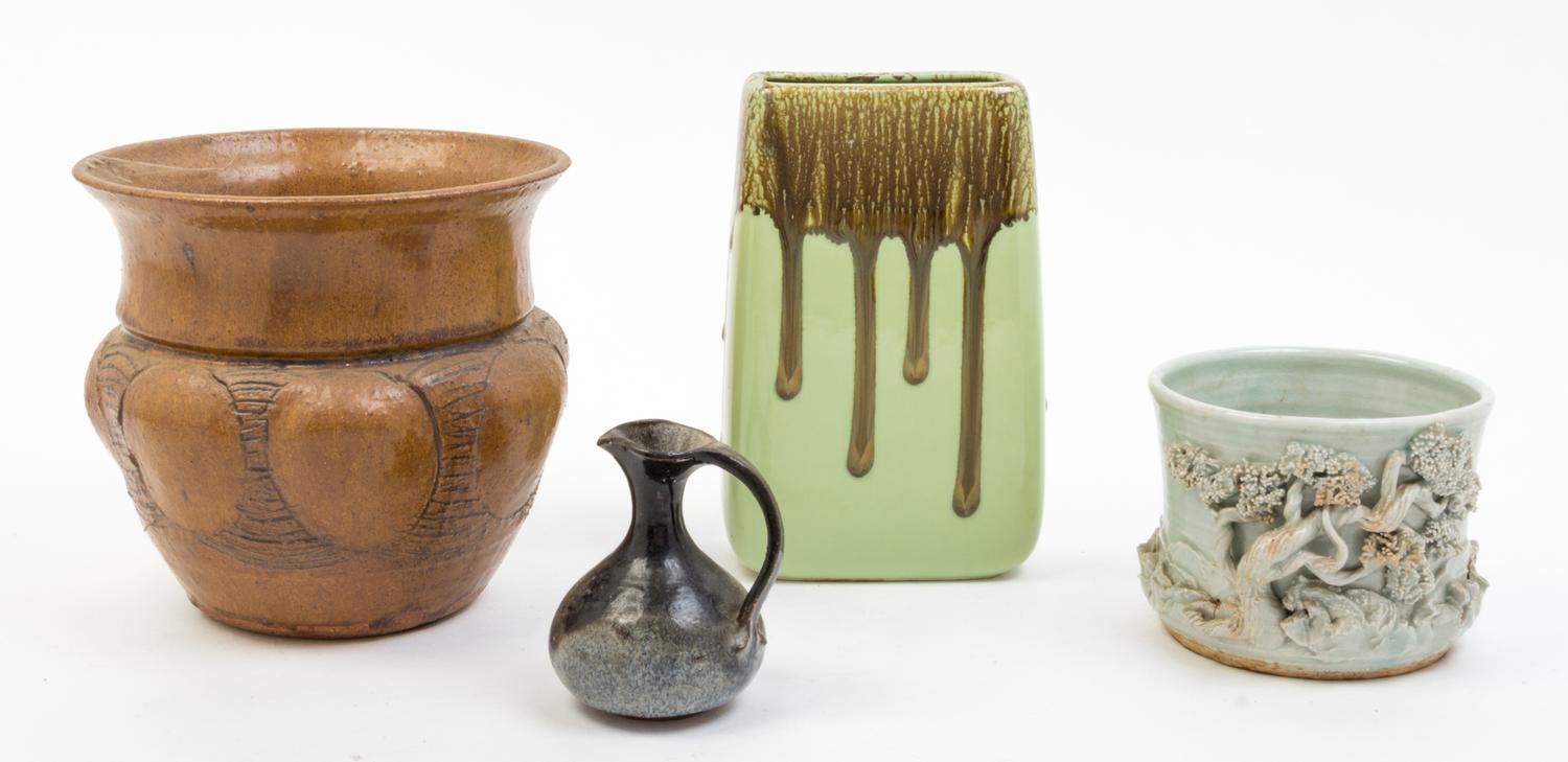A Collection of Studio Ceramic Vessels Height of tallest 11 inches.