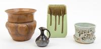 A Collection of Studio Ceramic Vessels Height of tallest 11 inches.