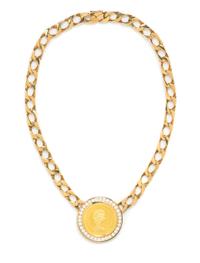An 18 Karat Yellow Gold, Canada $100 1977 Coin and Diamond Necklace, 64.80 dwts.