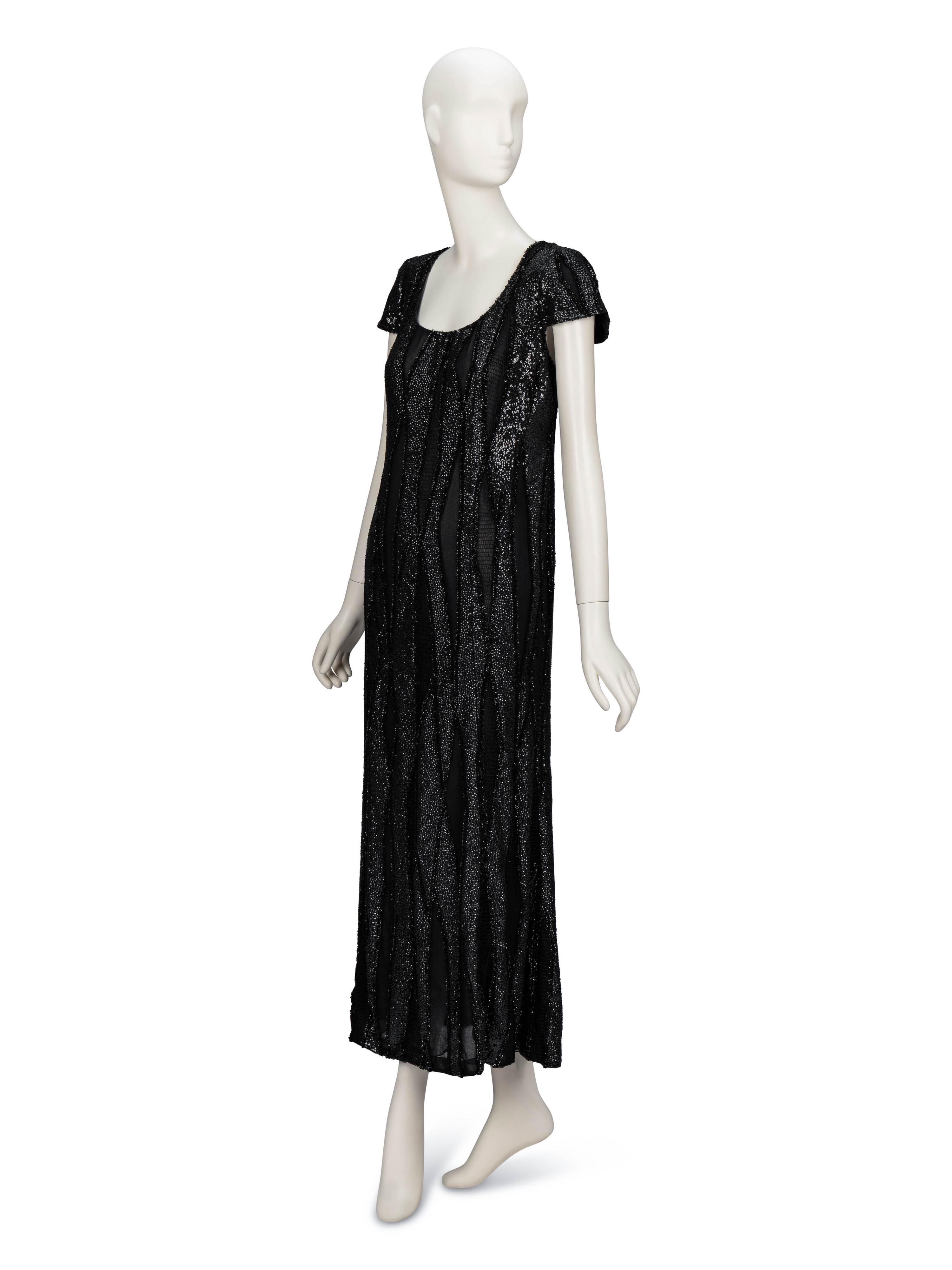 Valentino Couture, Haute Couture Black Beaded Column Gown