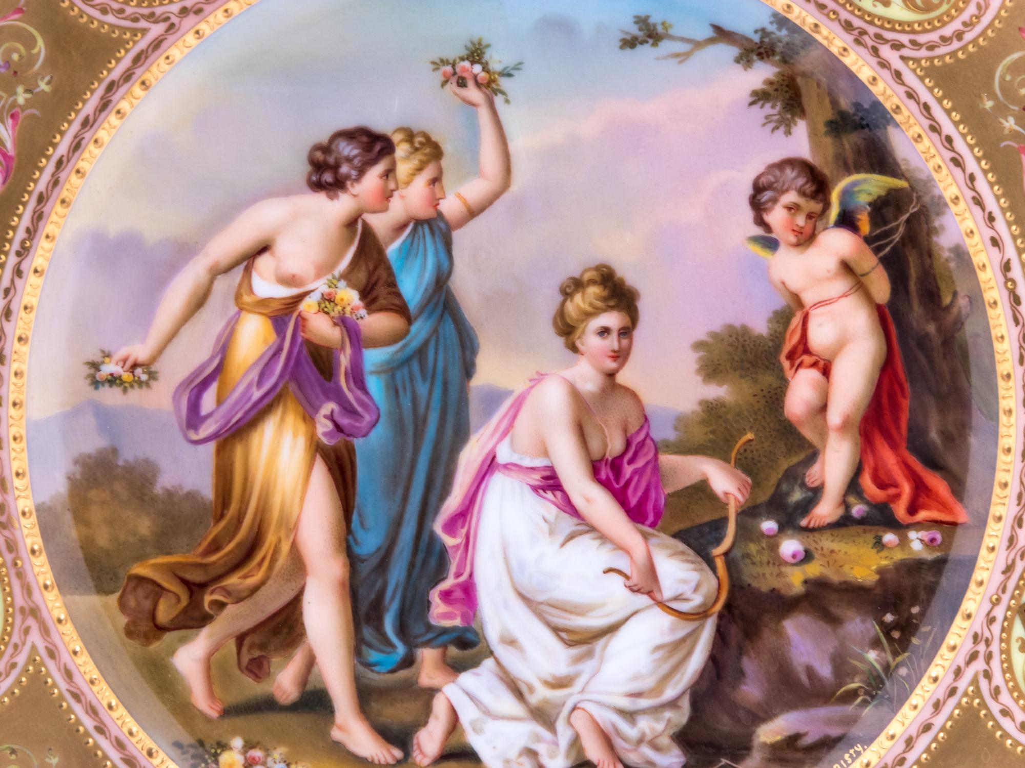 A Vienna Painted and Gilt Enamel Porcelain Cabinet Plate