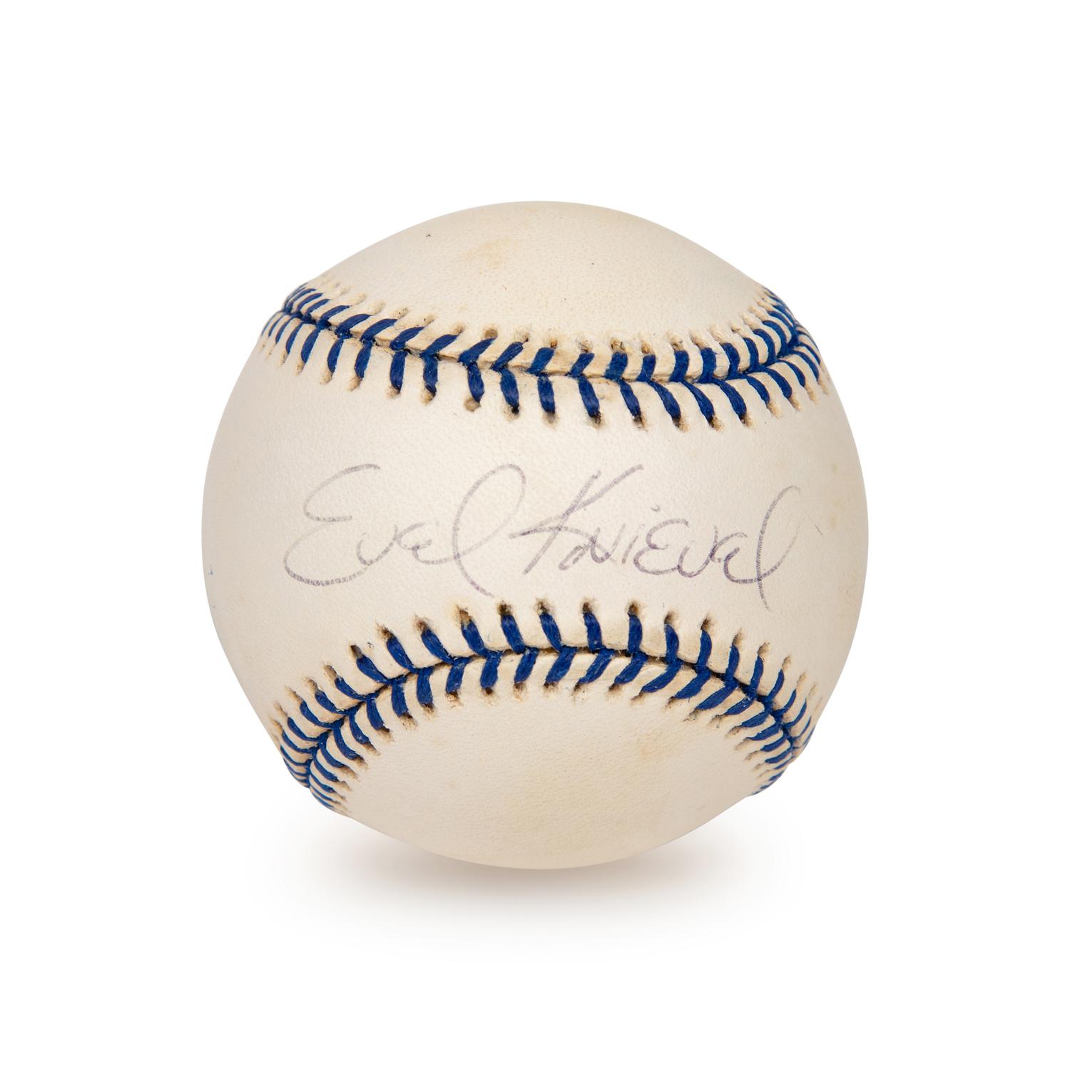 An Evel Knievel Single Signed Autograph Basketball (PSA)