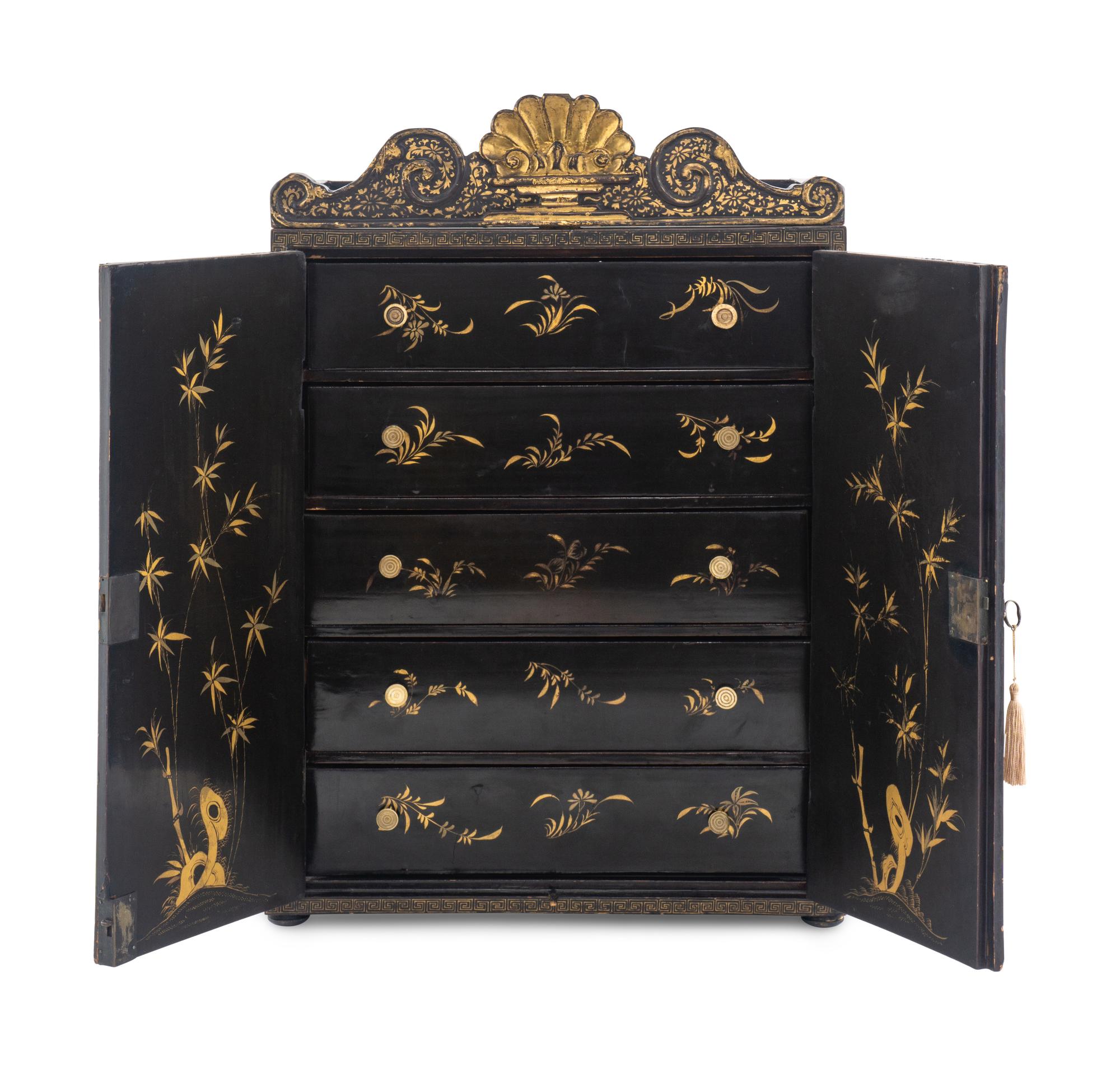A Chinese Export Lacquer Jewelry Cabinet