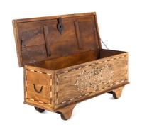 An Indian Bone-Inlaid Hardwood Trunk
