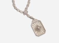 An Art Deco Camphor Glass Necklace and Diamond Bracelet