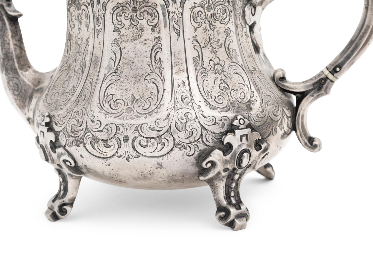 A Scottish Victorian Silver Teapot and Sugar Bowl