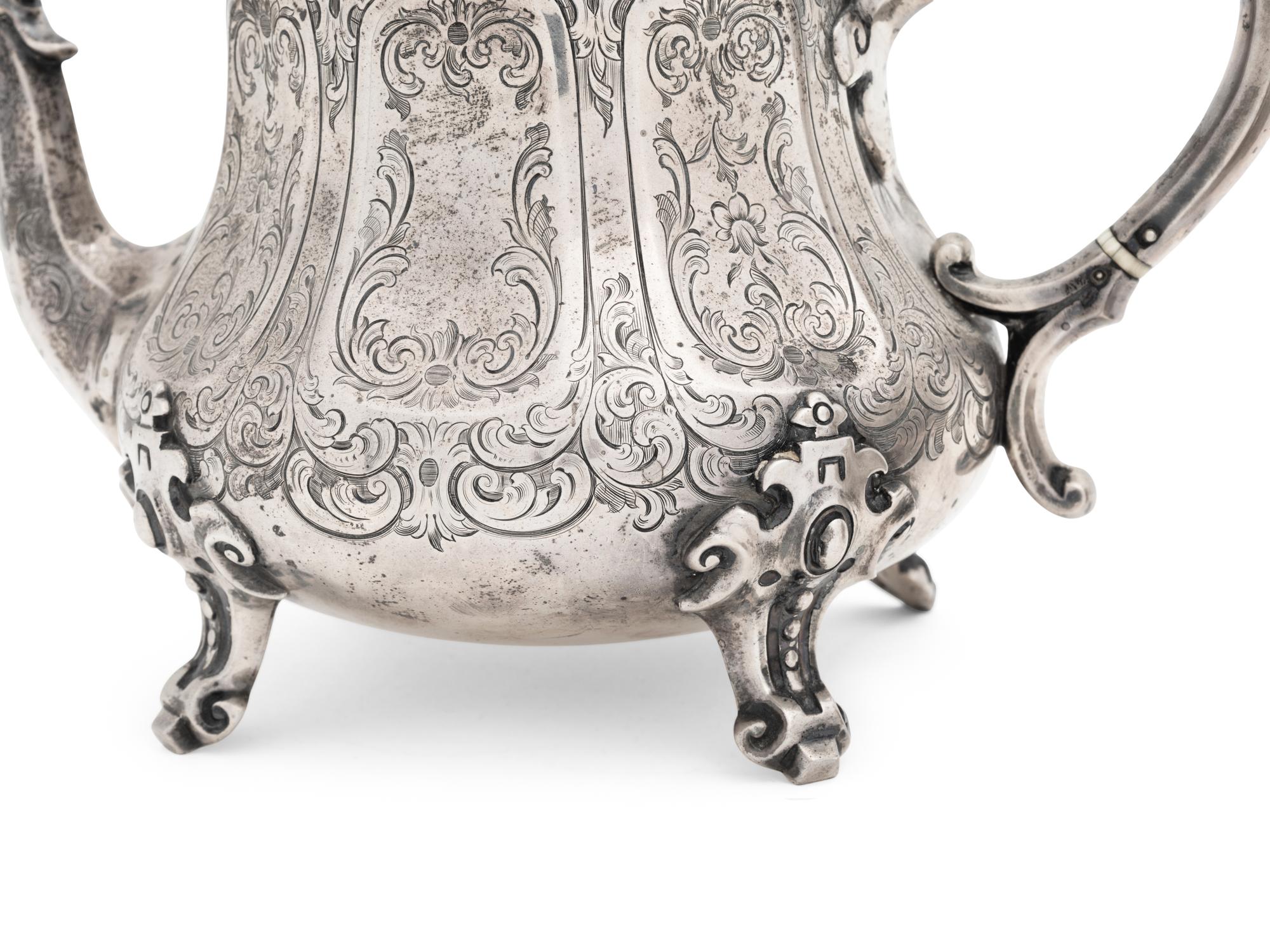 A Scottish Victorian Silver Teapot and Sugar Bowl