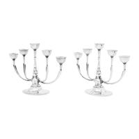 A Pair of Georg Jensen Silver Five-Light Candelabra