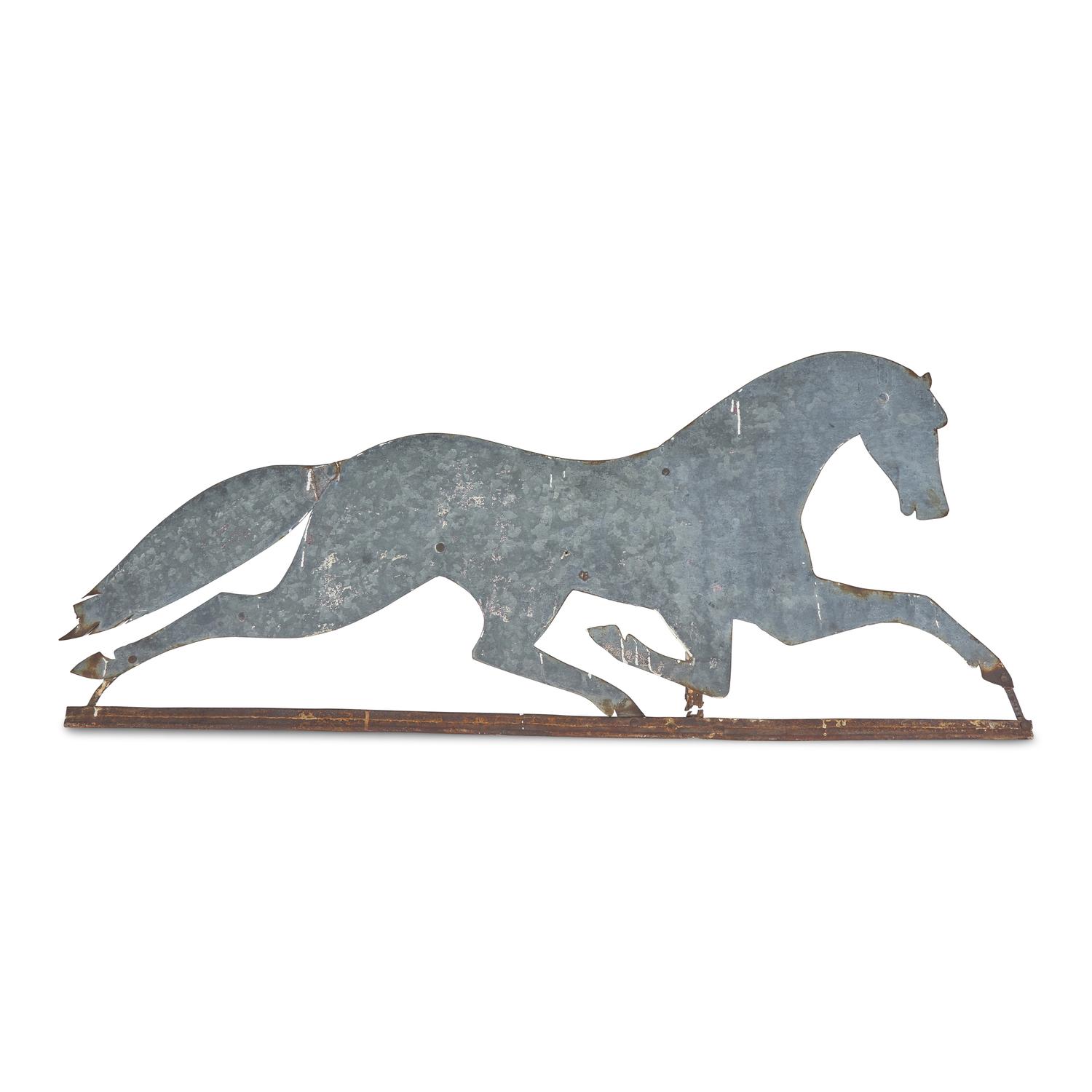 A Sheet Tin and Iron Running Horse Weathervane