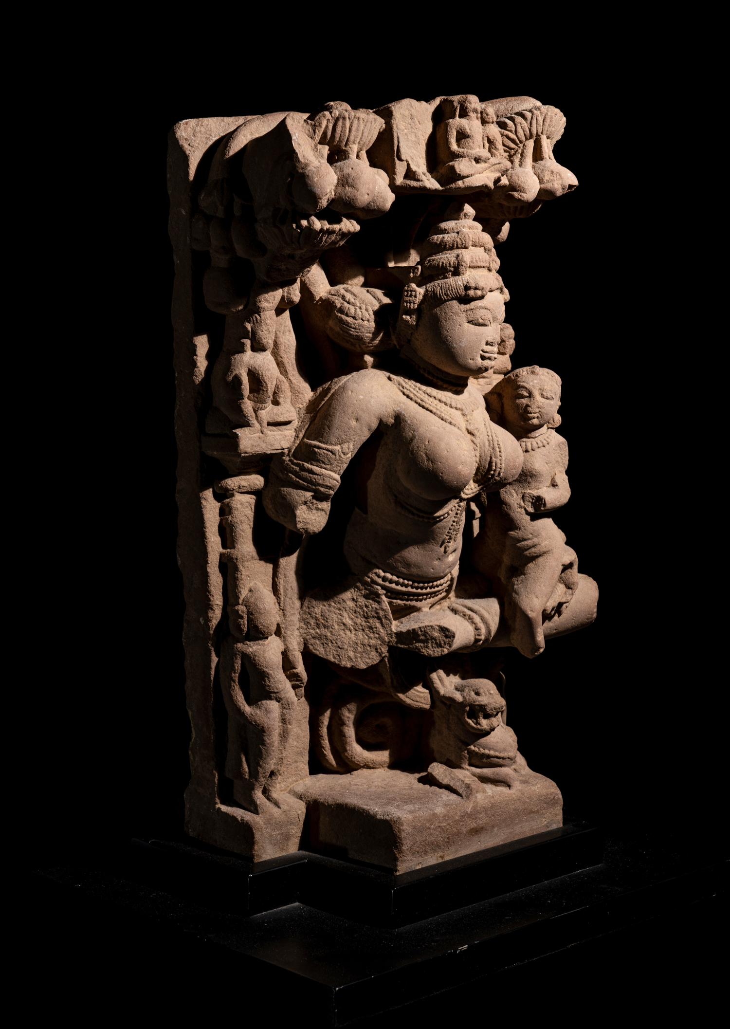 A Central Indian Sandstone Stele with Ambhika