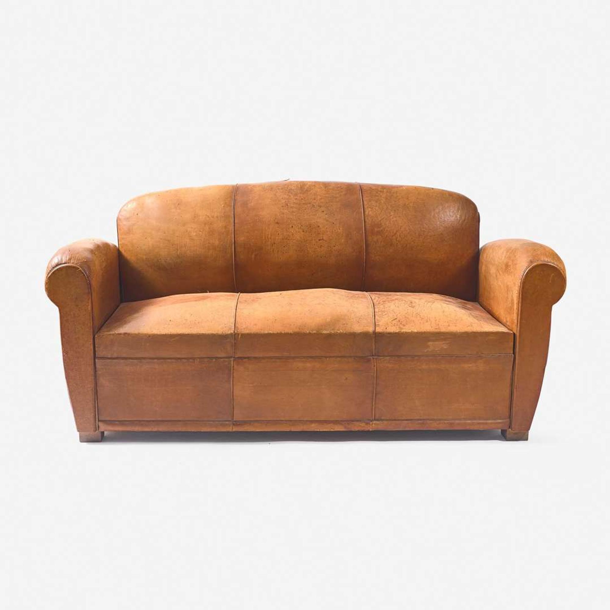 European Art Deco A Leather Convertible Sofa/Daybed, circa 1930s