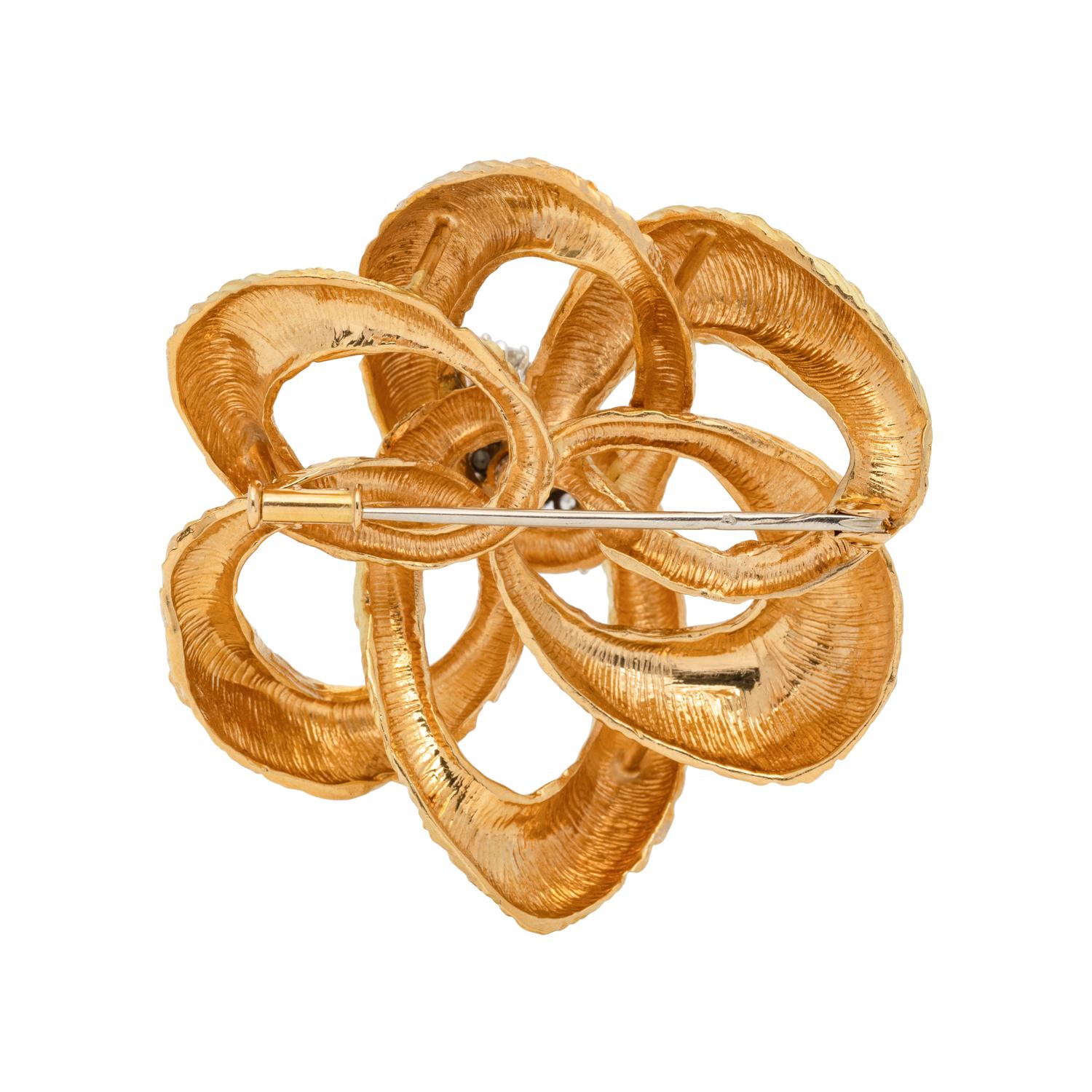 FRENCH, BICOLOR GOLD AND DIAMOND BROOCH