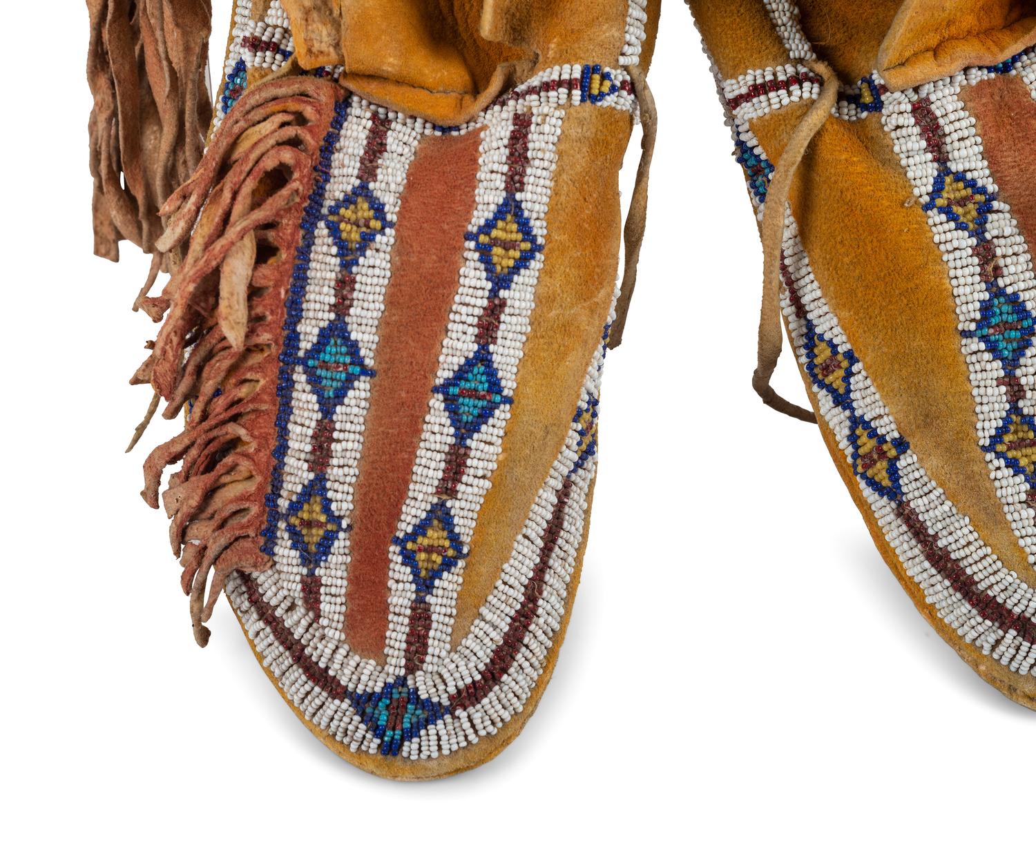 Southern Plains Beaded Hide Moccasins