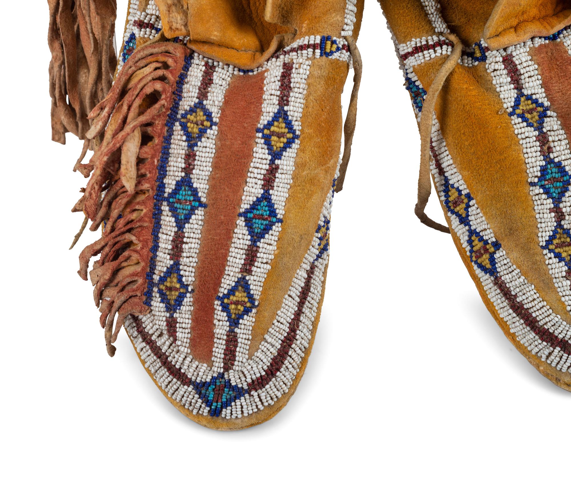 Southern Plains Beaded Hide Moccasins