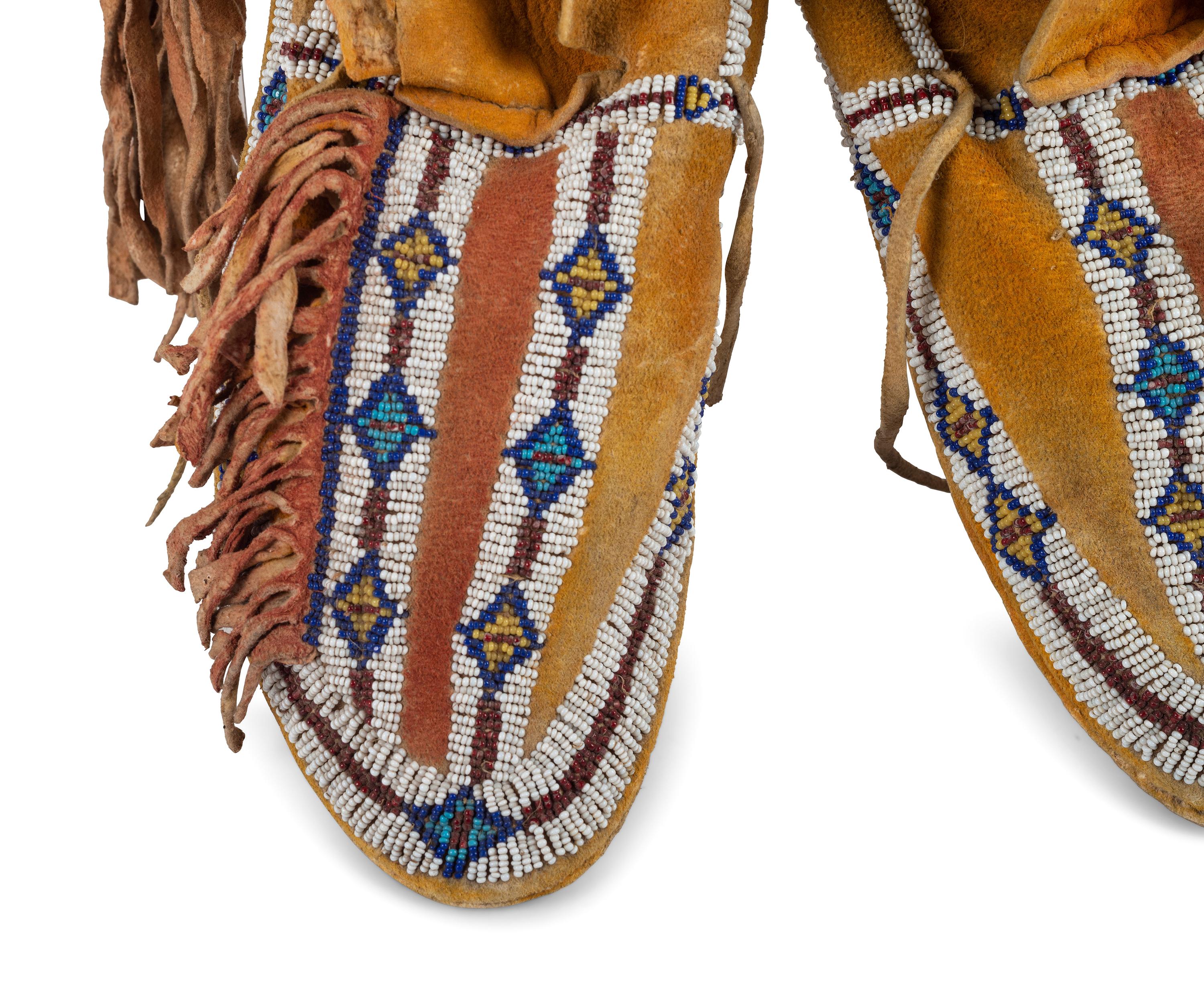 Southern Plains Beaded Hide Moccasins
