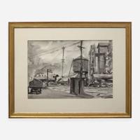 Reginald Marsh (American, 1898-1954) Railroad Yard