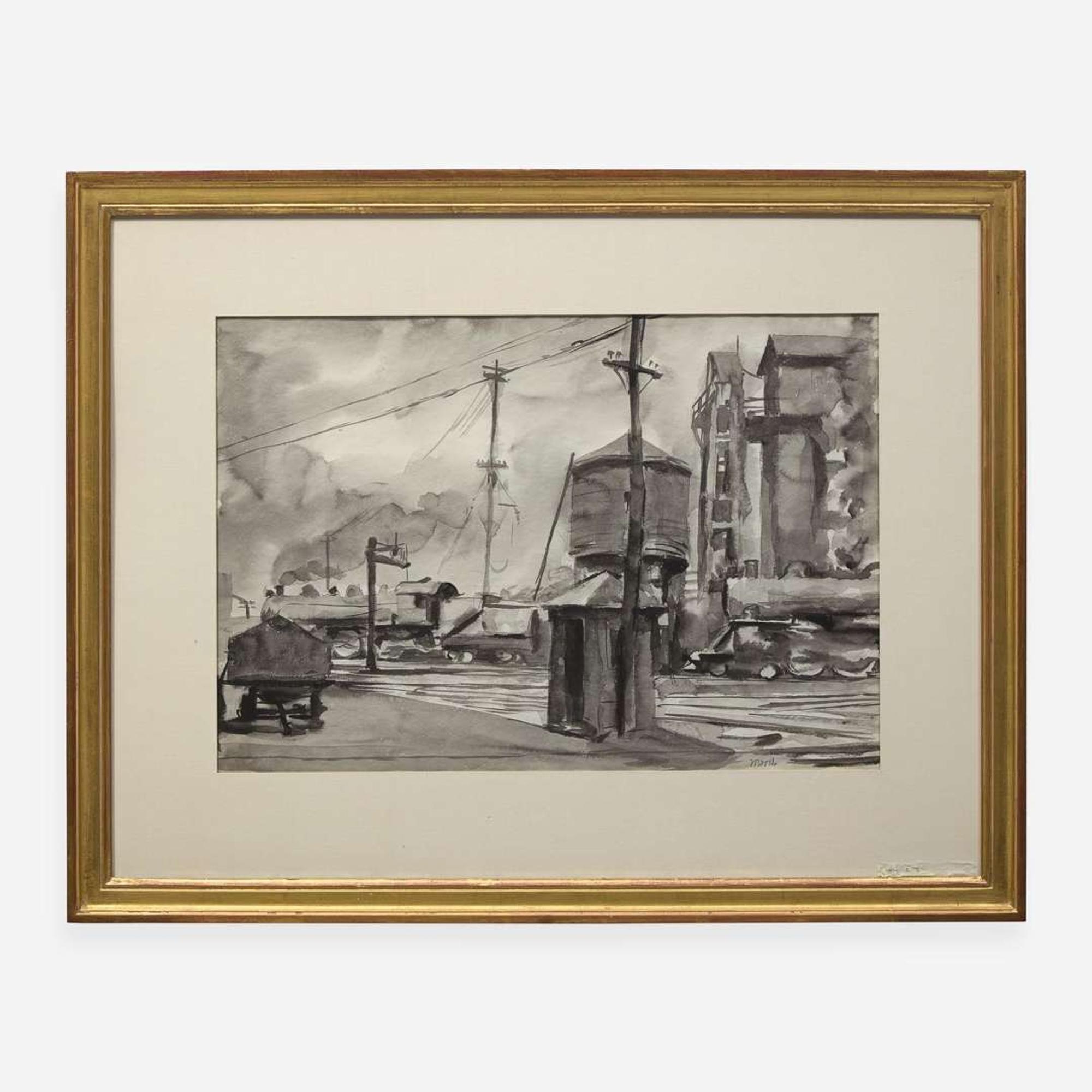 Reginald Marsh (American, 1898-1954) Railroad Yard